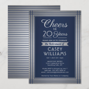 ANY Number Retirement Party Cheers Navy Blue Invitation