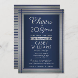 ANY Number Retirement Party Cheers Navy Blue Invitation