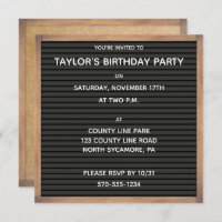 Any Occasion Gray Letter Board Sign Custom Invitation