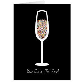 Any Occasion Blank Confetti Champagne Flute Card