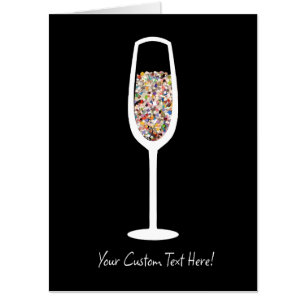Any Occasion Blank Confetti Champagne Flute Card