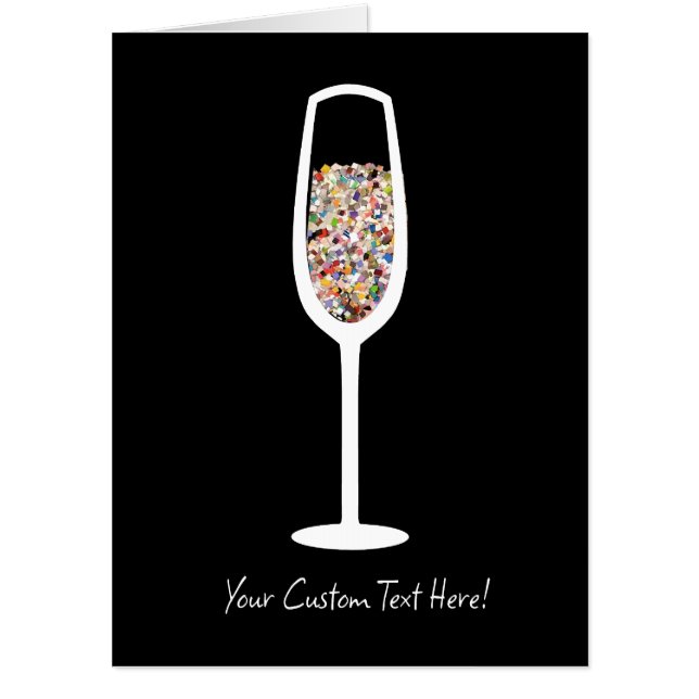 Any Occasion Blank Confetti Champagne Flute Card (Front)