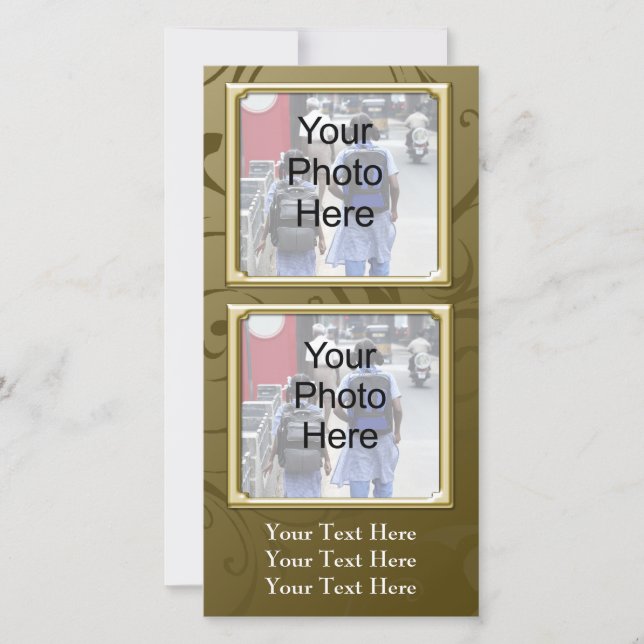 Any Occasion Classic Gold Swirl Photo Card, Family (Front)