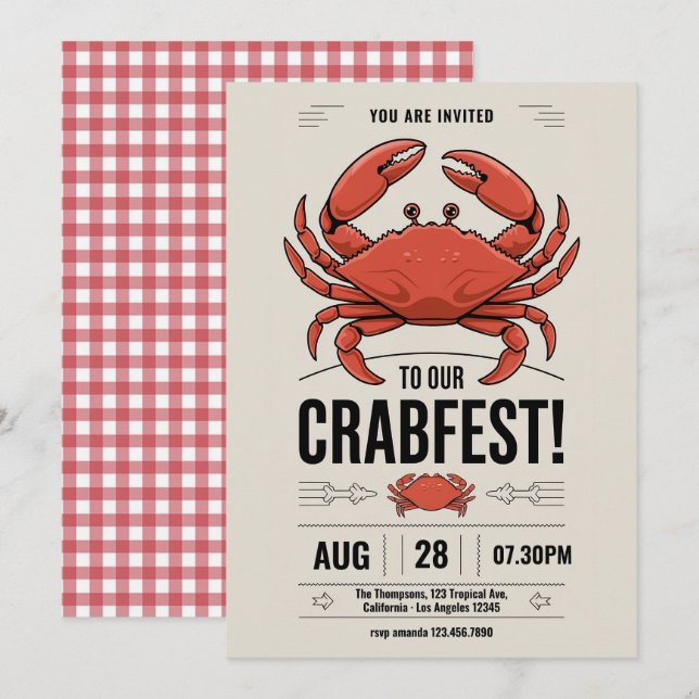 Any occasion Crab Fest Party Invitation (Front/Back)