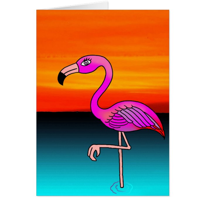Any occasion flamingo cartoon bird greetings card
