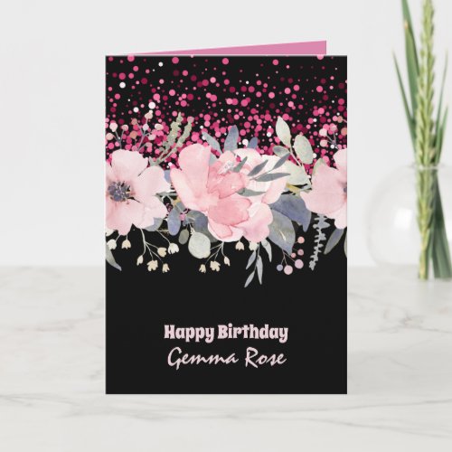 ANY OCCASION Girly Rosegold Pink Glitter Card