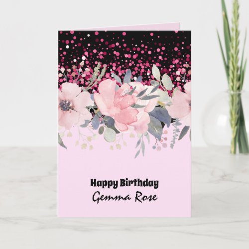 ANY OCCASION Girly Rosegold Pink Glitter Card