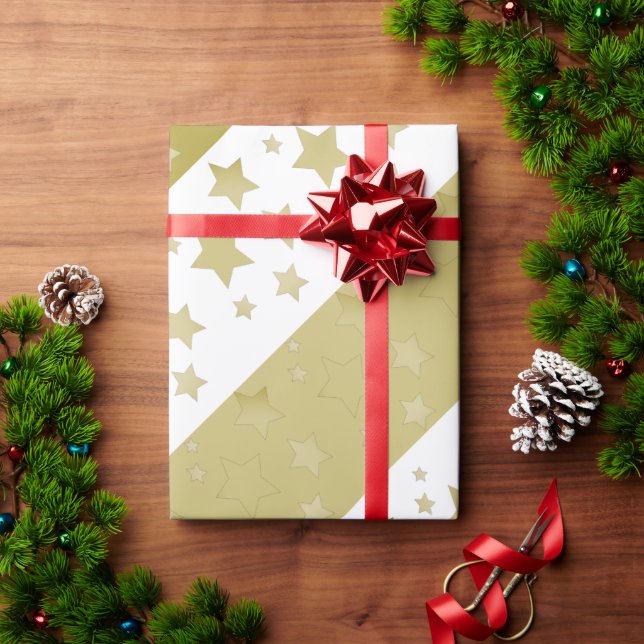 Any Occasion Gold Star Print Paper Gift Wrap (Holiday Gift)
