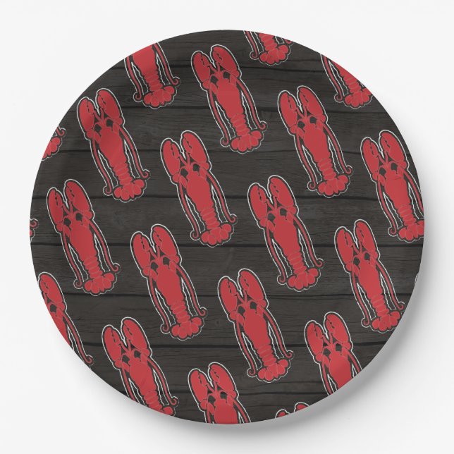 Any occasion Lobster Bake/Boil rustic backyard Paper Plates (Front)