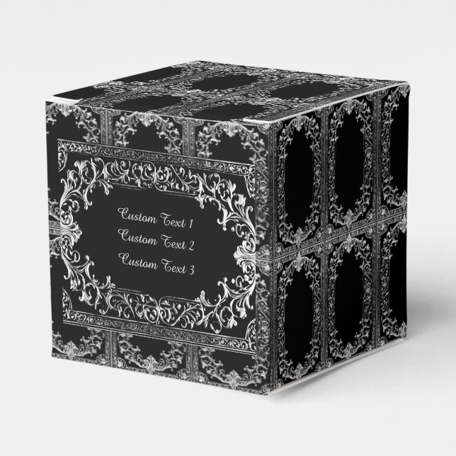 Any Occasion Silver Frame Cube Favor Boxes (Front Side)