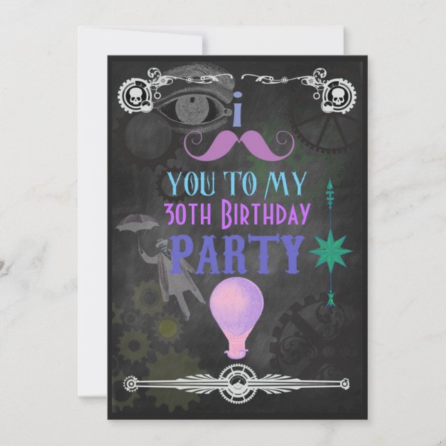 Any occasion Steampunk Chalkboard Party Invitation (Front)