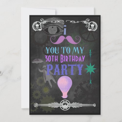 Any occasion Steampunk Chalkboard Party Invitation