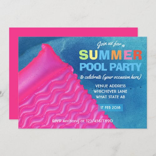 Any occasion Summer Pool Party Invitation
