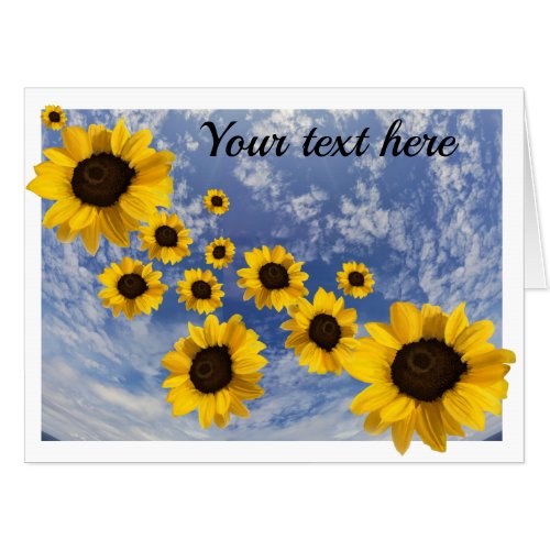 Any occasion sunflowers blowing in blue sky card