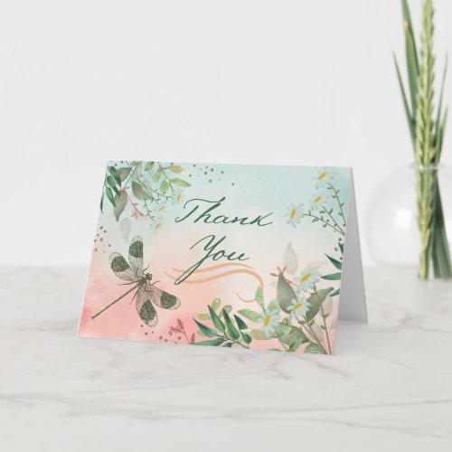 Any Occasion Thank You Dragonfly Daisies Card