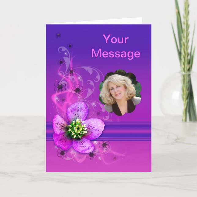 Any occassion card with purple flowers (Front)