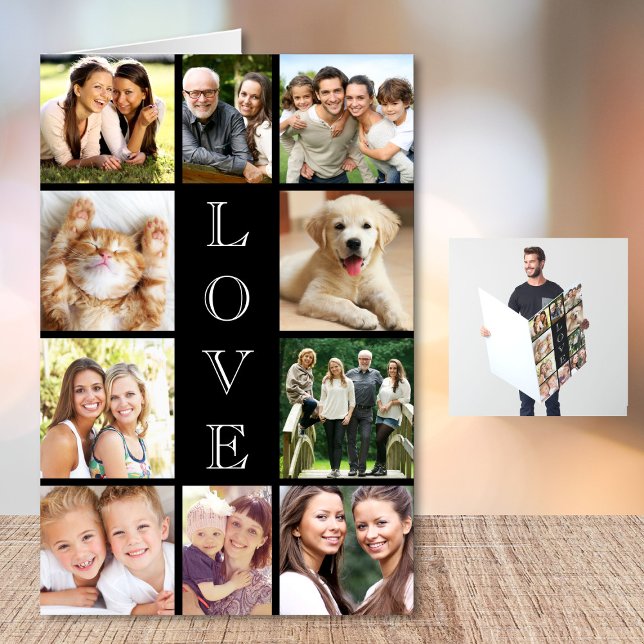 Any Occassion Love 10 Photo Collage Black Jumbo Card (Creator Uploaded)