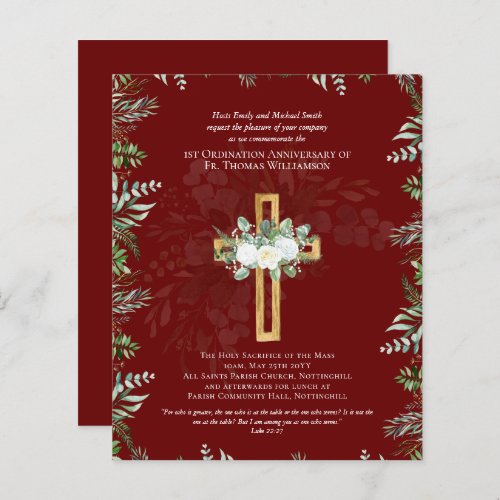 ANY Ordination Anniversary Invitation Burgundy