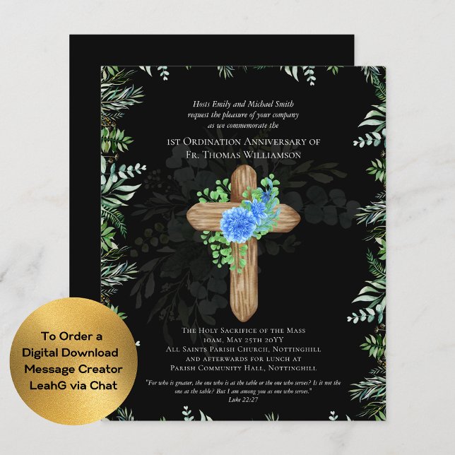 ANY Ordination Anniversary Invitation Greenery (Creator Uploaded)