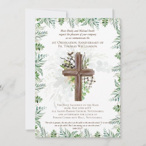 ANY Ordination Anniversary Invitation Rustic Wood