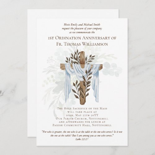 ANY Ordination Anniversary Invitation Rustic Wood