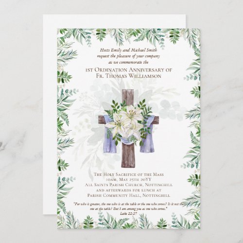 ANY Ordination Anniversary Invitation Rustic Wood