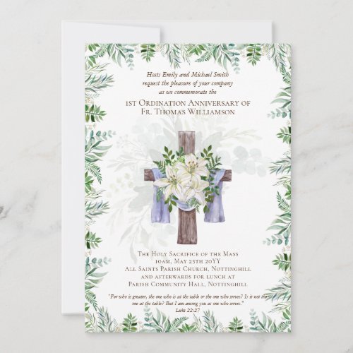 ANY Ordination Anniversary Invitation Rustic Wood