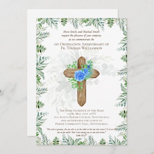 ANY Ordination Anniversary Invitation Rustic Wood