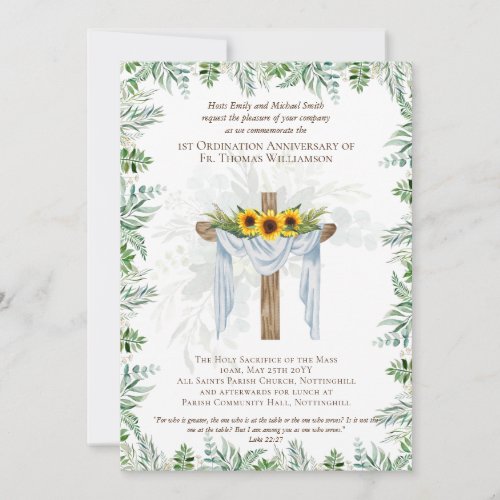 ANY Ordination Anniversary Invitation Rustic Wood