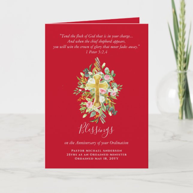 ANY ORDINATION ANNIVERSARY Priest Pastor Minister  Card (Front)