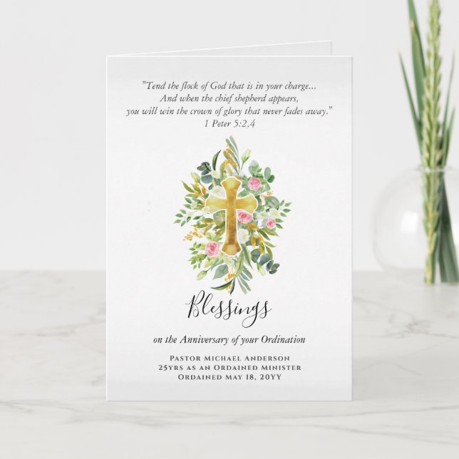 ANY ORDINATION ANNIVERSARY Priest Pastor Minister  Card (Front)