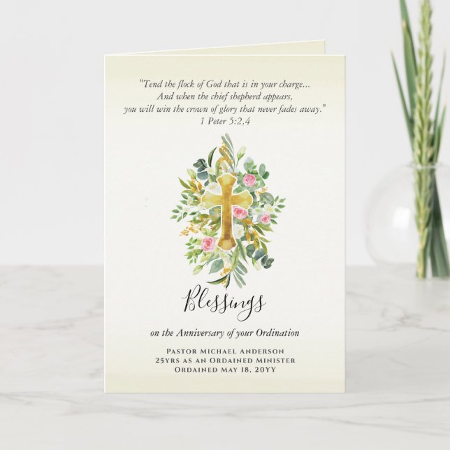 ANY ORDINATION ANNIVERSARY Priest Pastor Minister  Card (Front)