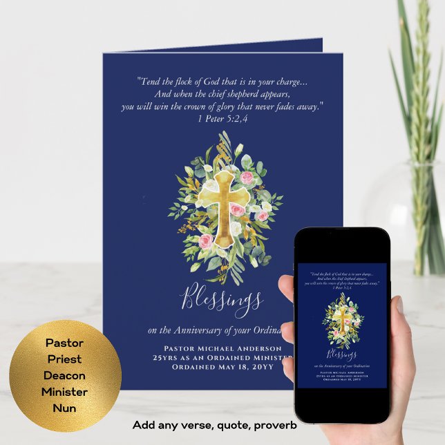 ANY ORDINATION ANNIVERSARY Priest Pastor Minister  Card (Creator Uploaded)
