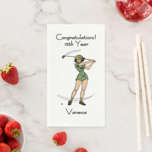 Any Party Custom Personal Lady Golfer Paper Guest Towels