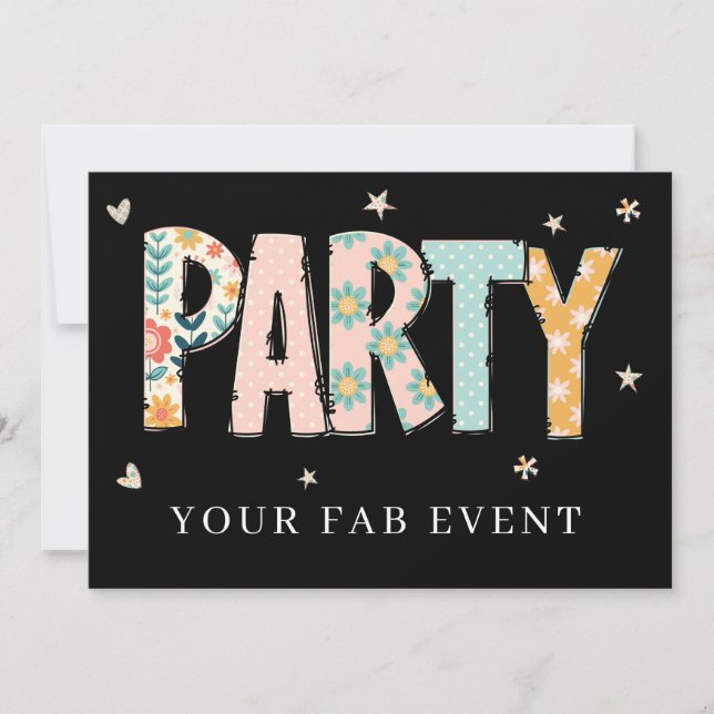 * Any PARTY DIY Invite NEON  Event Colorful (Front)