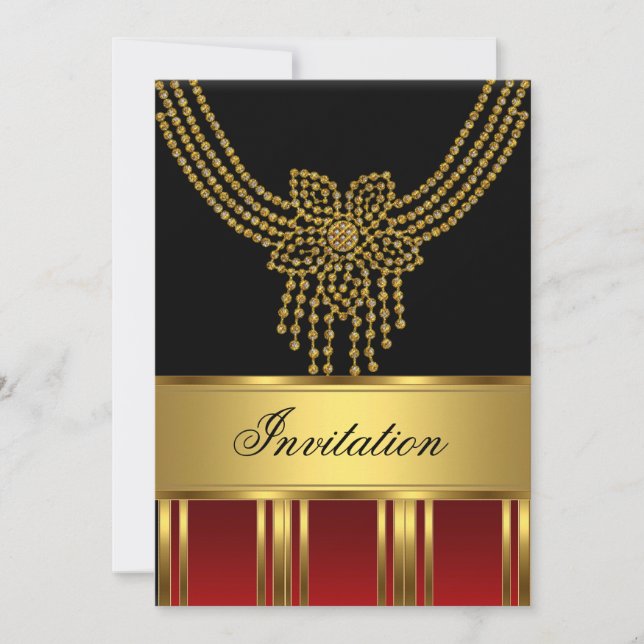 Any Party Gold Black Red Invitation (Front)