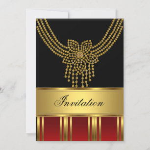 Any Party Gold Black Red Invitation