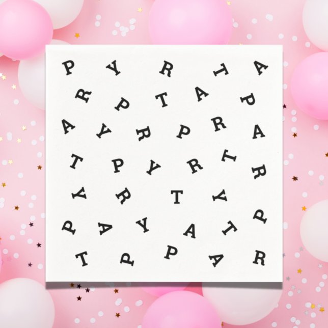 Any Party Letters Black White Modern Paper Napkin (Creator Uploaded)