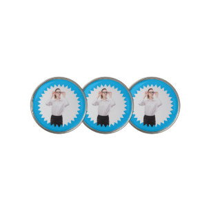 Any Photo in Award Frame Bright Blue Background Golf Ball Marker