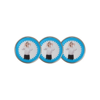 Any Photo in Award Frame Bright Blue Background Golf Ball Marker