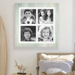 Any Photos Black White Turquoise Distressed Wood  Canvas Print