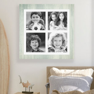 Any Photos Black White Turquoise Distressed Wood Canvas Print