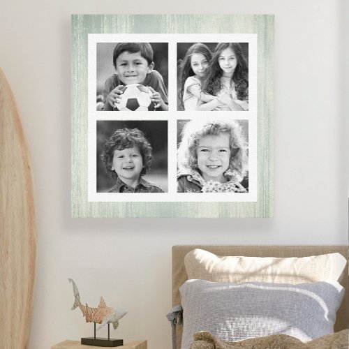 Any Photos Black White Turquoise Distressed Wood  Canvas Print