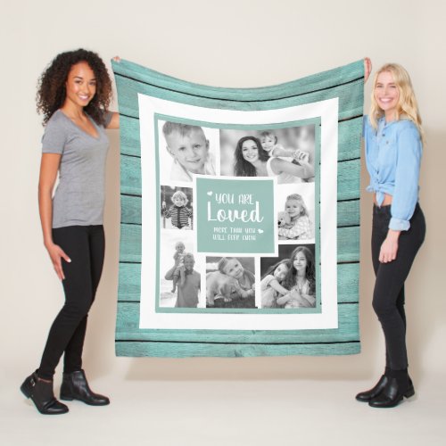 Any Photos Black White Turquoise Distressed Wood Fleece Blanket