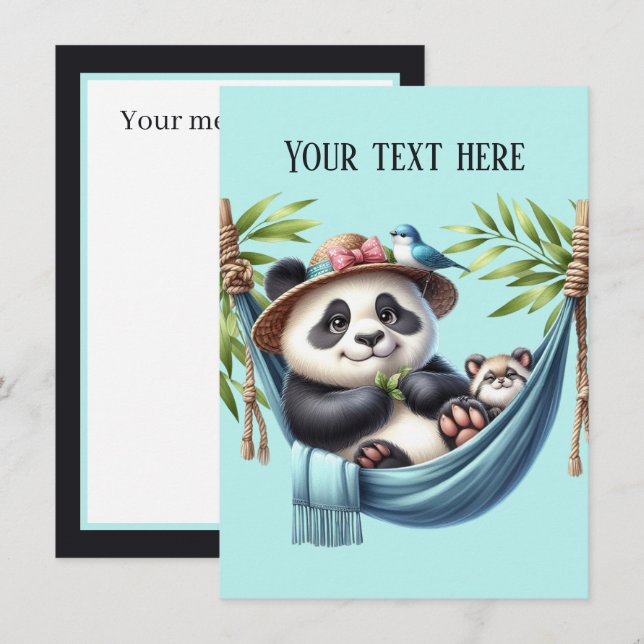 Any purpose Mommy Baby panda bear add message Note Card (Front/Back)