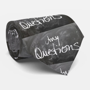 Any Questions Chalk Board Text Neck Tie