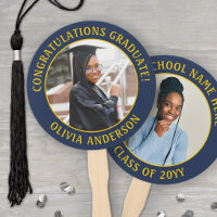 Any Quote 2 Photo Navy Blue Gold Yellow Graduation