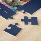 Any Quote Family Photo Collage Navy Blue Monogram