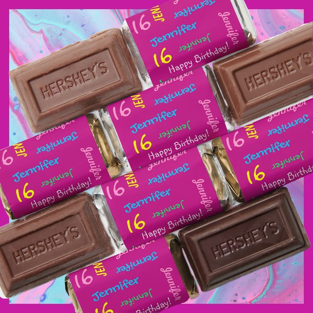 Any Repeating Name Any Age Pink Blue Green Yellow Hershey's Miniatures (Creator Uploaded)