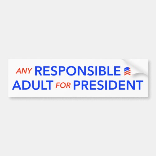 Any Responsible Adult for President Bumper Sticker